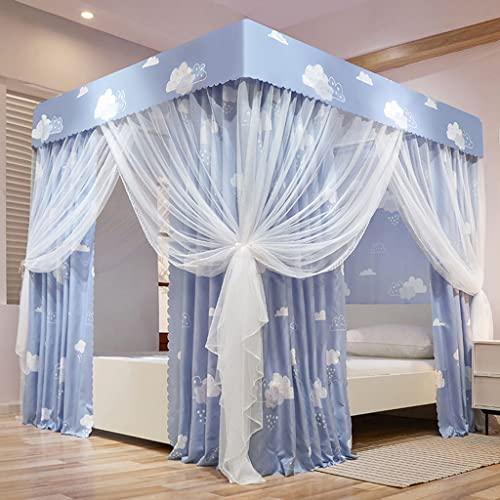 UNICOKA Niedliche Prinzessin mit 4 Eckpfosten und Betthimmel, Vorhang für Mädchen, Jungen, Schlafzimmer, Kinderzimmer, als Dekoration für Twin/Full/Queen/King-Size-Betten