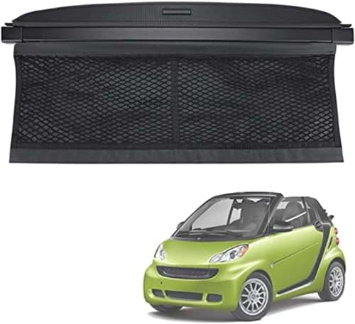 HMLTD Auto Einziehbare Hintere Kofferraum-Hutablage für Smart Fortwo 451 2009-2014, Auto Laderaumabdeckung Kofferraumabdeckung Rollo Cargo Cover