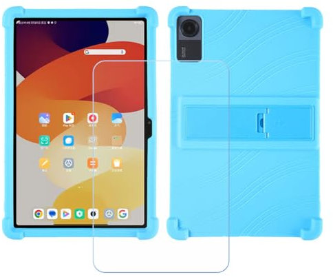 Funda para TCL Tab 10 4G, Cover Suave Silicona TPU Carcasa Caso Protectora Case + Cristal Templado Film Vidrio Protector de Pantalla para TCL Tab 10 4G (10,1) - Azu2