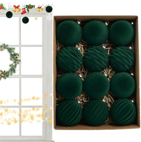 Shuangliao Kugelornamente Aus Beflocktem Samt, Beflockte Weihnachtsbaumkugeln, Weihnachtskugeln Aus Schaumstoff, Kugelornamente Für Den Weihnachtsbaum, Saisonale Dekoration Für Verlobungen, Jubiläen
