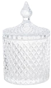 Generico Scatola VETRO DIAMANTATO TRASPARENTE | varie misure | PORTACONFETTI VASO BARATTOLO CONFETTATA CARAMELLE BON BON BISCOTTIERA ALLESTIMENTO FESTA (4 pezzi 10,5x18,5 cm)