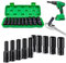 HEKOBAG 10PCS Deep Impact Socket Set, 10-24mm 1/2 Inch Metric Drive Deep Socket Set with Storage Box for Home Car Repair & DIY