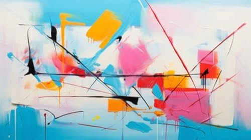 Holz-Bild 130 x 70 cm: Tauchen Sie ein in die lebendige Welt der abstrakten Kunst. Dieses Kunstwerk ist voller lebendiger Farben und dynamischer (210081293)