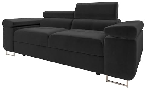 Mirjan24 Sofa Torezio II mit Einstellbare Kopfstützen, Zweisitzer Polstersofa, Füße aus Metall Chrom, Sofagarnitur, Wohnlandschaft, Couchgarnitur (Manila 18)