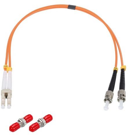 sourcing map 1Pcs 1Ft LC-ST/UPC Fiber Optic Patch Cable Multimode Duplex Fiber Optic Cable with 2Pcs ST Simplex Coupler LSZH Jumper Fiber Optical for Network Transceiver,OM1 Grade