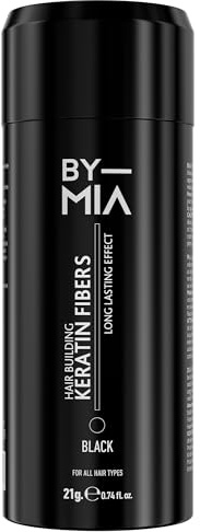BY MIA Hair Building Keratin Fasern, Schwarz 21g | Haarfasern für dünner werdendes Haar | Haarverdicker Pulver Faser | Haarausfall Concealer für Frauen & Männer