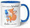 Bedruckte Tasse für Kinder - mit eigenem Namen und Datum - Ab heute Schulkind - Geschenk zur Einschulung - Für Jungen und Mädchen - Ideal für die Schultüte und zum Schulanfang - Blau