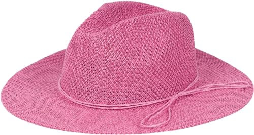 styleBREAKER Damen Panama Sonnenhut mit dünnem Hutband, Strohhut, Schlapphut, Sommerhut, Fedora Hut 04025040, Farbe:Dunkelrosa