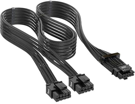 Thsion Cable PCIe para Corsair, 600 W PCIe 5.0 12VHPWR 12v-2x6 Tipo 4 PSU Cable de alimentación - Compatible solo con fuentes de alimentación RM, HX, AX, SF - Conector de 12+4 pines con clips