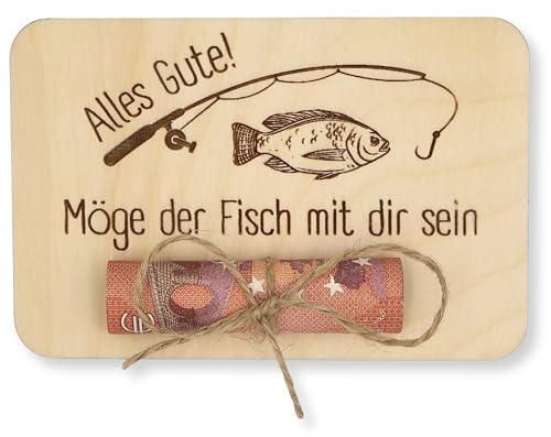 ZUKLA kleine Verpackung für Geldgeschenke 12 x 8 cm - Geschenk für Angler - Geldgeschenk Verpackung Holz - Handmade - Geschenkgutschein