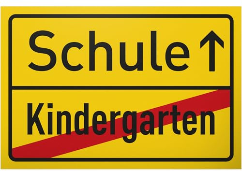 DankeDir! Schule (Kindergarten) Ortsschild Gelb - Kunststoff Schild 30 x 20 cm - Deko für Schulanfang Einschulung - Partydeko Geschenkidee für Kinder Eltern erste Klasse