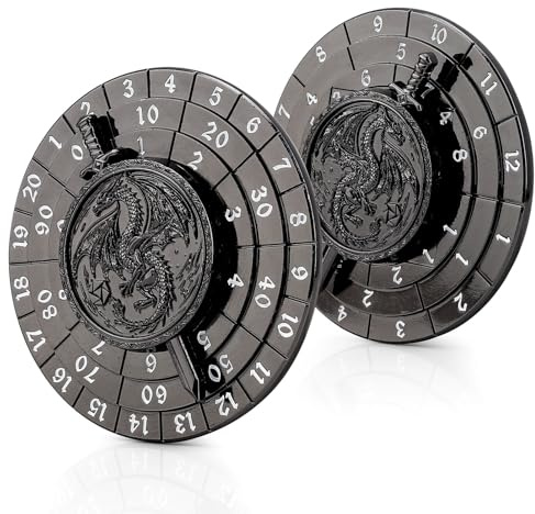 Haxtec 7-in-1 Metall Spinner Würfel, DND Geschenk für Spieler,Black | Spinner mit Drachenmotiv & Schwertzeiger-ersetzt 7 Würfel (D4-D20), Einzigartiges D&D-Geschenk, perfekt für TTRPG-Spieler