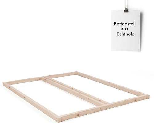 Hansales - Holzrahmen aus natürlichem Birkenholz für Lattenrost 180x200 cm, tiefes Bettgestell