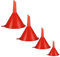 4pcs Red Funnel - Set of 4 Funnels designed to meet all your pouring and transferring needs - Thick Plastic Fuel Funnel for Petrol, Diesel, Oil, Ad-blue, Water,