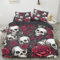 Totenkopf Bettwäsche 135x200 Schädel Muster Gothic Bettbezug Set 2Teilig Weiche Schwarz Gothic Skulll Motiv 3D Effekt Bettwäsche Set Schädel Horror Muster Microfaser Bettbezug mit Reißverschluss