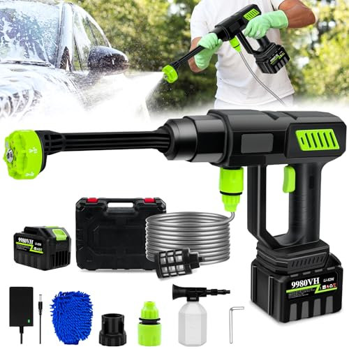 LanBlu Akku Hochdruckreiniger Auto, 68Bar Tragbarer Hochdruckreiniger Pistole mit 6-in-1 Verstellbarer Düse, 18000mAh Batteriebetrieben Mobiler Hochdruckreiniger, Hochdruckreiniger Autowäsche für Auto