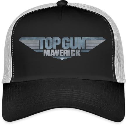 Spreadshirt Top Gun Maverick Logo Trucker Cap, One Size, Schwarz/Steingrau