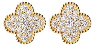 Lucoro - Damenohrstecker mit Kleeblatt, 925 Silber, Damenschmuck, Stilvoler Ohrschmuck für Damen (Gold)