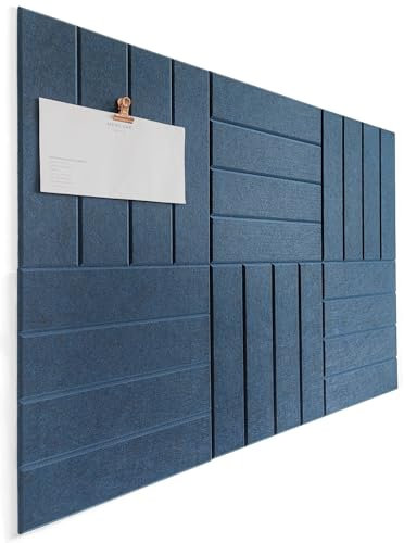 DECORETTA Cork Board Alternative - 6 Pack Felt Wall Tiles with Safe Removable Adhesive Tabs, Cork Boards for Walls Notice Board for Home Office and Classroom Pin Board Tack Board - Prussian Blue