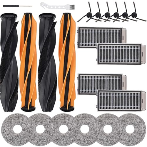 Kit d'accessoires pour Dreame X50 Ultra Complete/L50 Pro Ultra/X50 Master, Pièces Rechange avec 2 Brosses Principales Double, 4 Filtres, 6 Serpillere, 6 Brosses Latérales, Brosse Nettoyage, Tournevis