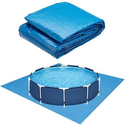 Pool Ground Cloth, 335 x 335cm Foldable Swimming Pool Ground Mat, Waterproof Pool Floor Protector for Frame Pools and Above Ground Pools