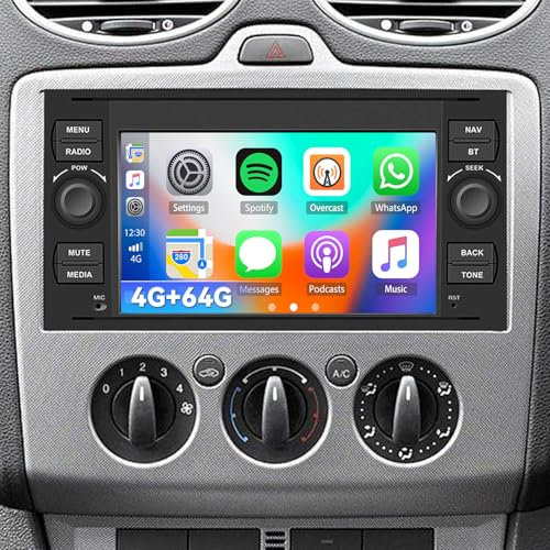 Loddery 4G+64G Android Car Stereo for Ford Ford Transit mk7 Fiesta Focus Kuga Transit Connect with Apple Carplay Android Auto Sat Nav,7 Inch Stereo Upgrade with Bluetooth HIFI FM/RDS+Backup Camera