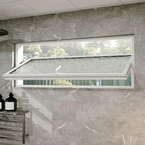 YFJBDKS Finestra a vasistas in Lega di Alluminio, Rotazione a 360° e Ventilazione a ribalta per scantinati, Design Rettangolare a Filo, migliora l'illuminazione delle Piccole Case,Bianca,50cmx30cm