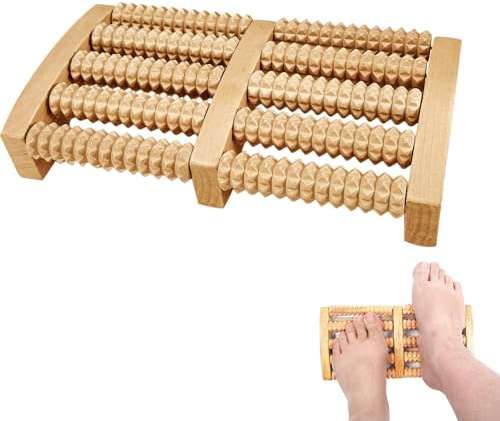 Hsyadazi Fußmassageroller Holz -Fußmassagegerät mit 5 Rollen für Plantarfasziitis & Fersensporn - Massagegerät zur Schmerzlinderung & Entspannung