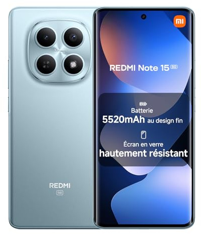XIAOMI REDMI Note 15 5G, Smartphone 6+128GB, Blu Ghiacciaio Resistenza IP65
