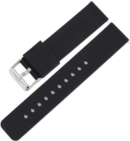 Rihahisy Silicone Watch Strap 12mm, 14mm, 16mm, 17mm, 18mm, 19mm, 20mm, 21mm, 22mm, 24mm, 26mm Quick-release replacement strap Stainless steel buckle Soft silicone strap Men's style