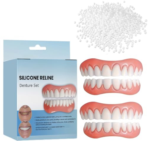 Teegxddy 2 paires haut en bas Facette Dentaire,Dentier Provisoire, Fausses dents pour dents Abîmées, Dents Imparfaites, Unisexe