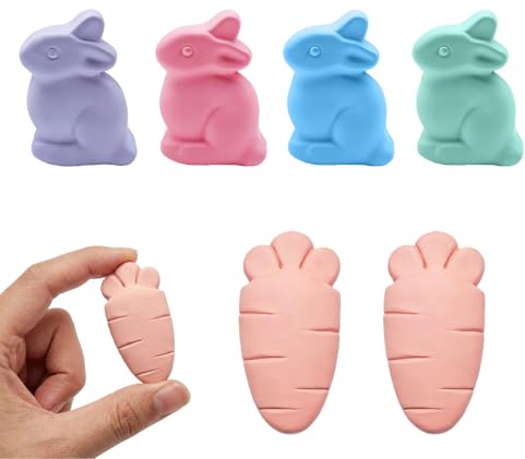 Xionghonglong 6er Set Osterhasen Karotten Straßenkreide für Kinder, Bunte Tafelkreide Abwaschbar, Lustige Straßenmalkreide als Osterdeko & für Ostergeschenke, Malkreide für Draußen