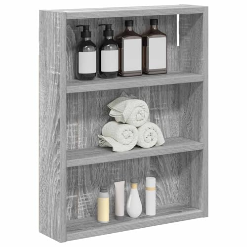 vidaXL Badezimmer-Wandschrank mit Regal Graues Sonoma 40 x 10 x 50 cm, Moderner Badschrank, rechteckiges Regal, funktionale Aufbewahrung, platzsparende Lösung, stilvolles Design