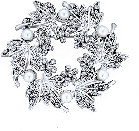 Élégante Épingle À Foulard Circulaire En Cristal, Perle Blanche Simulée Pour Les Fêtes De Mariage Pour Femmes