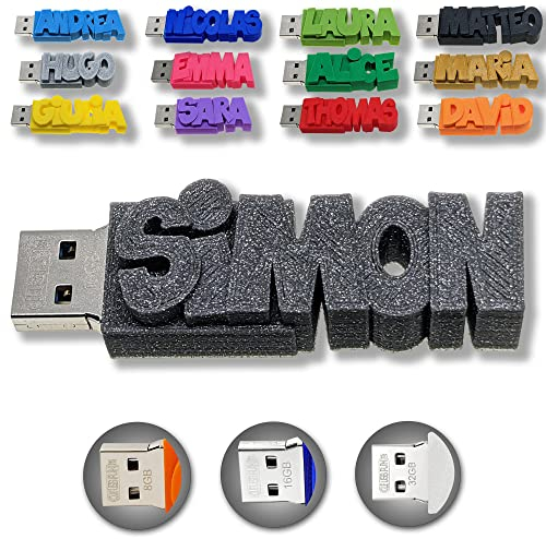 Individueller persönlicher USB Stick Datenstick mit eigenem Namen/Schriftzug und Farbe nach Wahl - USB 3.0 – 8GB, 16 GB oder 32 GB – einzigartiges Geschenk