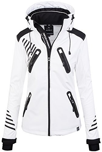 Rock Creek Damen Softshell Jacke Outdoorjacke Windbreaker Übergangs Jacke - Weiß - 38/M