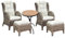 Luxus Rattan Set 2 Stück Relaxsessel Korbsessel Rattansessel mit Hocker Ohrensessel mit Fußhocker aus Rattan, inkl. Polster in beige und 1 Stück Mosaiktisch