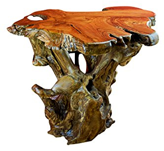 Wurzelholz Waschtisch SUTISAN - Teak Waschtisch 70-76cm - Badezimmer Möbel geeignet für Aufsatz Waschbecken