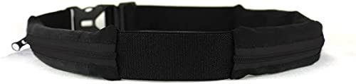 Ceinture Boa L'Original Sac Banane - 2 Poches Ultra Extensibles - Sport, Course a Pied, Jogging, Equitation, Fitness, Voyage, Randonnée -Range Telephone, Gourde, Anti Pick-Pocket Belt (Noir, S)