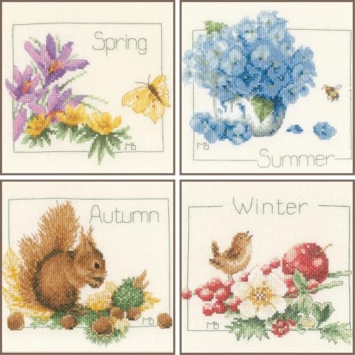 Lanarte Counted Cross Stitch Kit: 4 Seasons: Set of 4, NA, 18 x 16cm