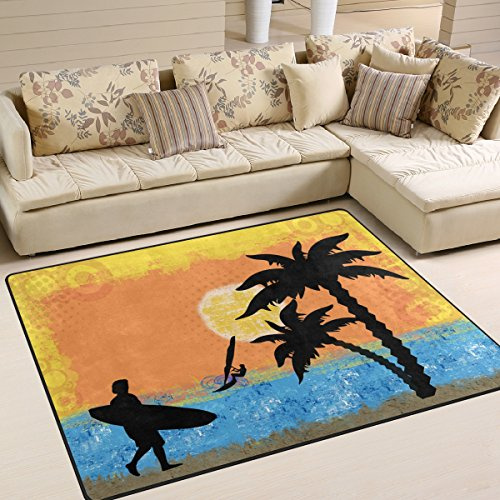Use7 Vintage Sunset Landscape Nature Palm Tree Area Rug Rugs for Living Room Bedroom 203cm x 147.3cm(7 x 5 feet)