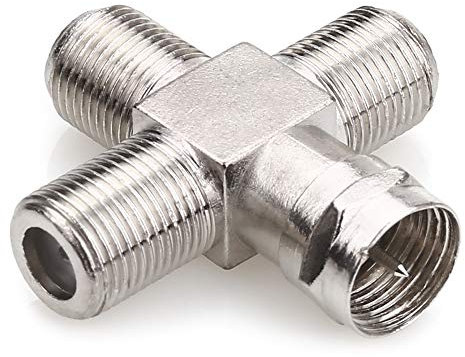 NANYI F-Stecker Stecker auf 3 Koaxialkabel-Verlängerungskupplung für F-TV-Radio-Koaxialkabel-Adapter, TV-Koaxialkabel für Antennenkabel F-Stecker-Adapter Satellite F-Typ Schraubanschluss