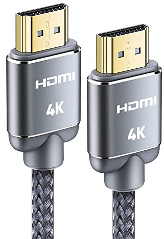 Câble HDMI 4K 2meter - Snowkids Câble HDMI par Ethernet en Nylon Tressé Supporte 3D/ Retour Audio - Cordon Hdmi pour Lecteur Blu-Ray/ PS-3/ PS-4/ for Netfix/ for Fire TV /Ecran - Gris