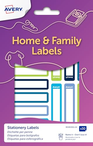 AVERY Stationery Labels, 50 x 10 mm, 30 Labels Per Pack, Blue/Green | RESM130G.UK