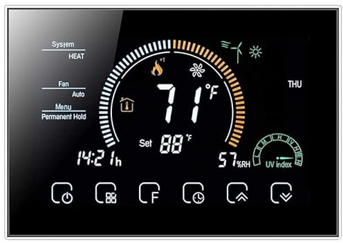 Generic BHP-8000-WIFI-B 3H2C - Termostato rotondo con alloggiamento a specchio per ambienti con WiFi, AC 24 V (nero)