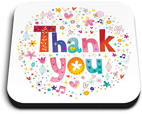 1 x Square MDF Fridge Magnet - Thank You Cute Pretty Slowers Thanks 46354