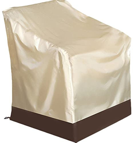 DAIHAN Schutzhülle Gartenstühle Wasserdicht Oxford Stapelstühle Abdeckung Gartenstühle Abdeckung Stuhlabdeckung Garten Winddicht,UV-Beständiges für Gartenstühle Stapelstühle,Beiger Kaffee,84x67x73cm