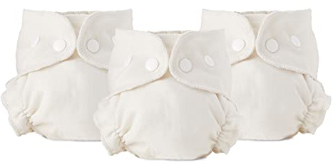 Esembly Cloth Diaper Inner - Organic Cotton Fitted Diaper- Soft, Ultra-Absorbant, Trim-Fitting Layer to Pair with Waterproof Outer for Blowout-Proof Diapering - 3-Pack, Size 1 (7-17lbs)