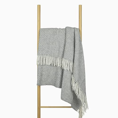 Wolldecke 140x200, 100% Schurwolle, warme & langlebige Decke, weiche Wohndecke Wolle, kuschelige Decke Wolle für Sofa & Bett, Hochwertige Schurwolldecke mit Fransen - Nostra ZELANDIA Wool Blanket