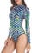 dPois Damen Meerjungfrau Badeanzug Langarm Schwimmanzug mit 3D Fischschuppe Druck UV-Schutz Sommer Bademode Badebekleidung für Schwimmen Surfen Bunt L/XL